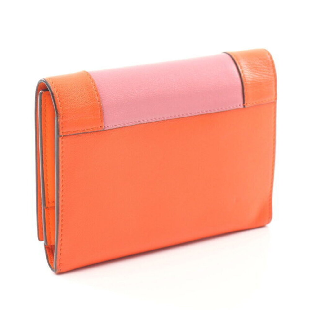 Celine Leather Pink Wallet Orange fold Tri Frame